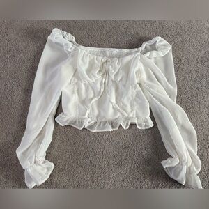 SHEIN White Textured Blouse